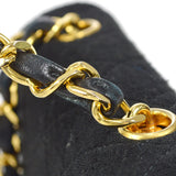 CHANEL Chain Shoulder Bag Black Cotton