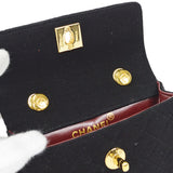 CHANEL Chain Shoulder Bag Black Cotton