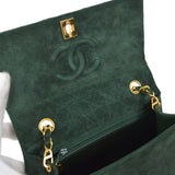 CHANEL 1989-1991 Trapezoid Flap Medium Green Suede