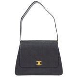 CHANEL 1998 Straight Flap Shoulder Bag Black Caviar