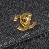 CHANEL 1998 Straight Flap Shoulder Bag Black Caviar