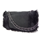 CHANEL 2006-2008 Sport Line Flap Jumbo Black Sheepskin Fur