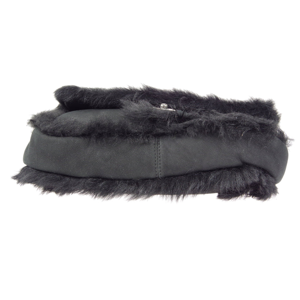 CHANEL 2006-2008 Sport Line Flap Jumbo Black Sheepskin Fur