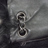 CHANEL 2006-2008 Sport Line Flap Jumbo Black Sheepskin Fur