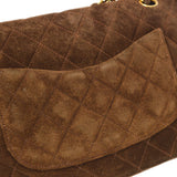 CHANEL 1994-1996 Classic Double Flap Medium Brown Suede