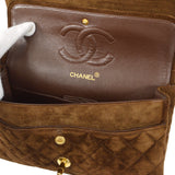 CHANEL 1994-1996 Classic Double Flap Medium Brown Suede