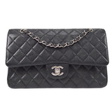 CHANEL 2000-2001 Classic Double Flap Medium SHW Black Caviar