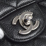 CHANEL 2000-2001 Classic Double Flap Medium SHW Black Caviar