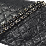 CHANEL 2000-2001 Classic Double Flap Medium SHW Black Caviar