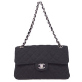 CHANEL 1996-1997 Double Side Classic Flap Medium SHW Black Jersey