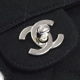 CHANEL 1996-1997 Double Side Classic Flap Medium SHW Black Jersey