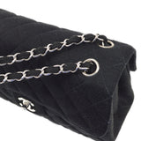 CHANEL 1996-1997 Double Side Classic Flap Medium SHW Black Jersey