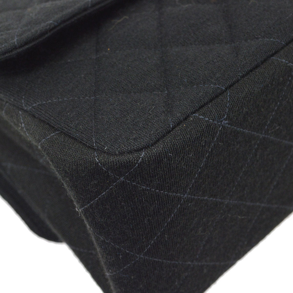 CHANEL 1996-1997 Double Side Classic Flap Medium SHW Black Jersey