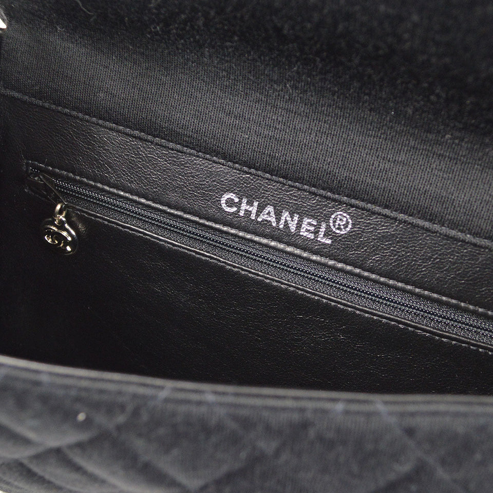 CHANEL 1996-1997 Double Side Classic Flap Medium SHW Black Jersey