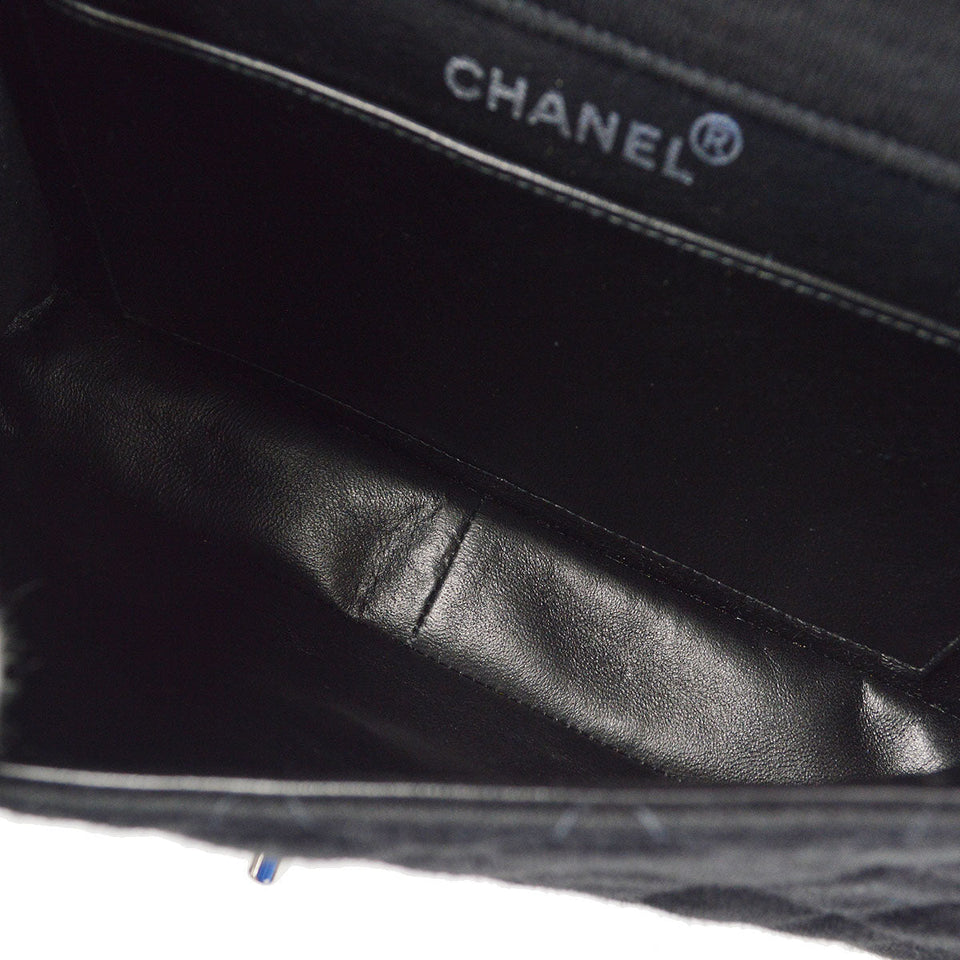 CHANEL 1996-1997 Double Side Classic Flap Medium SHW Black Jersey
