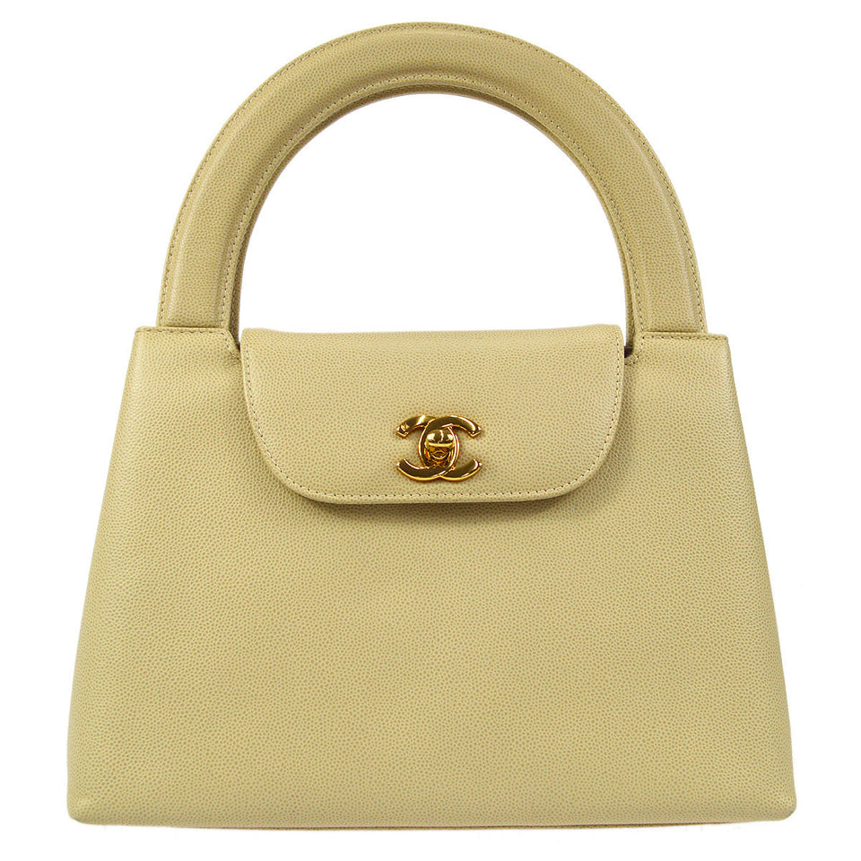 CHANEL 1998 Handbag Ivory Caviar