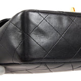 CHANEL Classic Flap Double Chain Shoulder Bag Black Lambskin