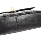 CHANEL Classic Flap Double Chain Shoulder Bag Black Lambskin
