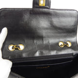 CHANEL Classic Flap Double Chain Shoulder Bag Black Lambskin
