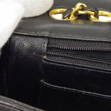 CHANEL Classic Flap Double Chain Shoulder Bag Black Lambskin