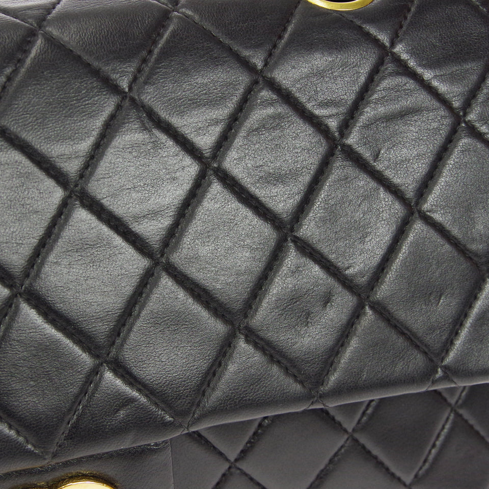 CHANEL 2000-2001 Classic Double Flap Medium Black Lambskin
