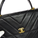 CHANEL 1994-1996 Chevron Handbag Black Lambskin