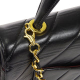 CHANEL 1994-1996 Chevron Handbag Black Lambskin