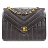 CHANEL V Stitch Mademoiselle Double Chain Shoulder Bag Lambskin