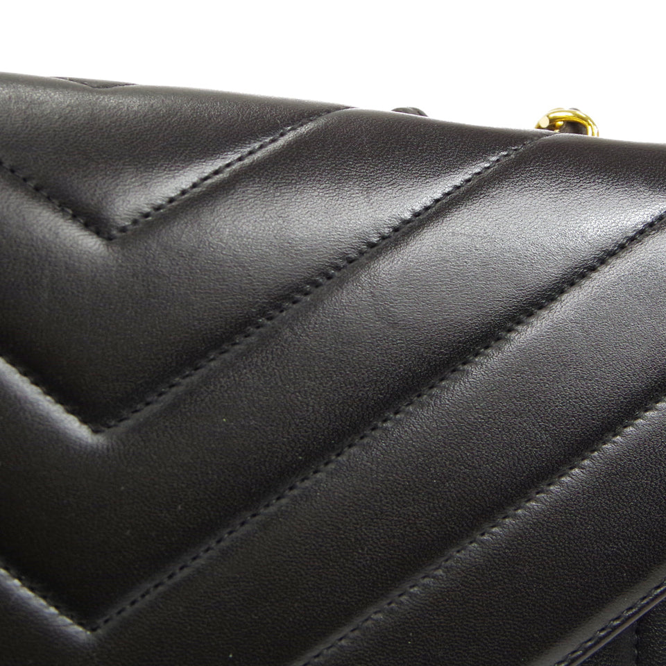 CHANEL V Stitch Mademoiselle Double Chain Shoulder Bag Lambskin