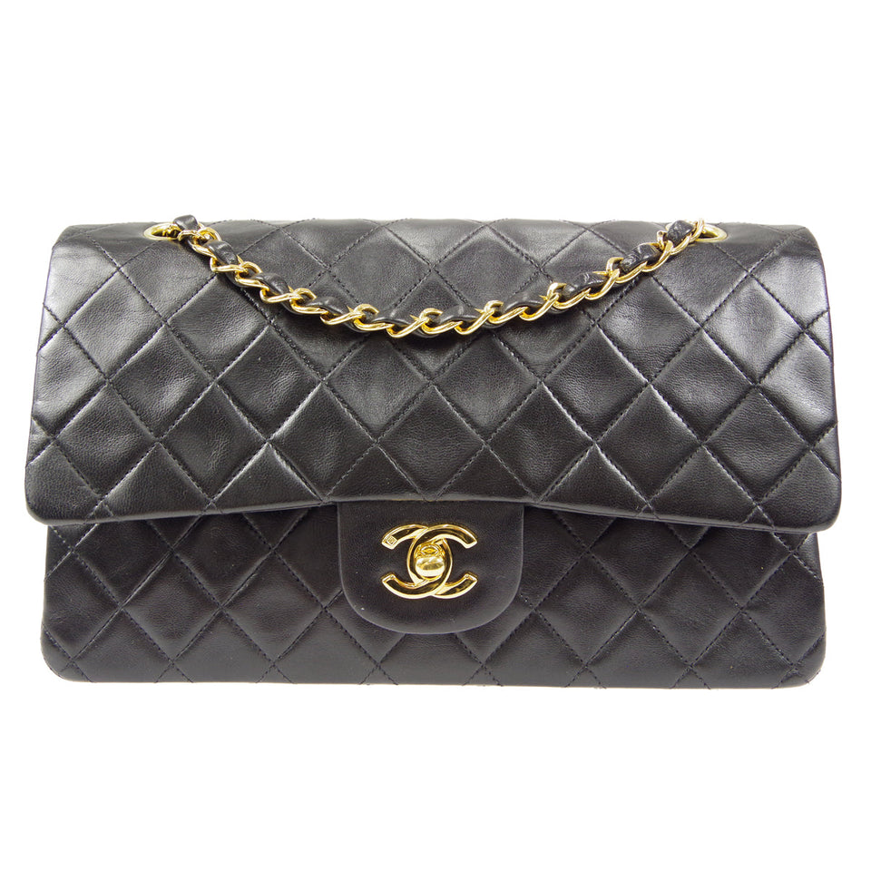 CHANEL 1997-1999 Classic Double Flap Medium Black Lambskin