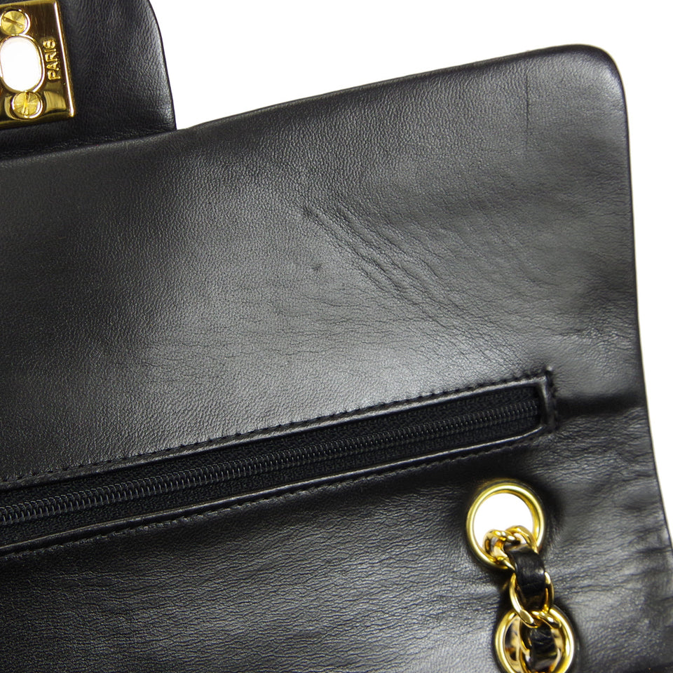 CHANEL 1997-1999 Classic Double Flap Medium Black Lambskin