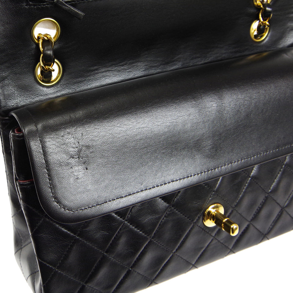 CHANEL 1997-1999 Classic Double Flap Medium Black Lambskin