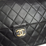 CHANEL 1996-1997 CC Pushlock Half Flap Medium Black Lambskin