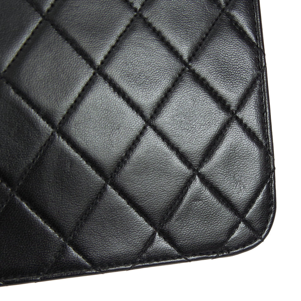 CHANEL 1996-1997 CC Pushlock Half Flap Medium Black Lambskin