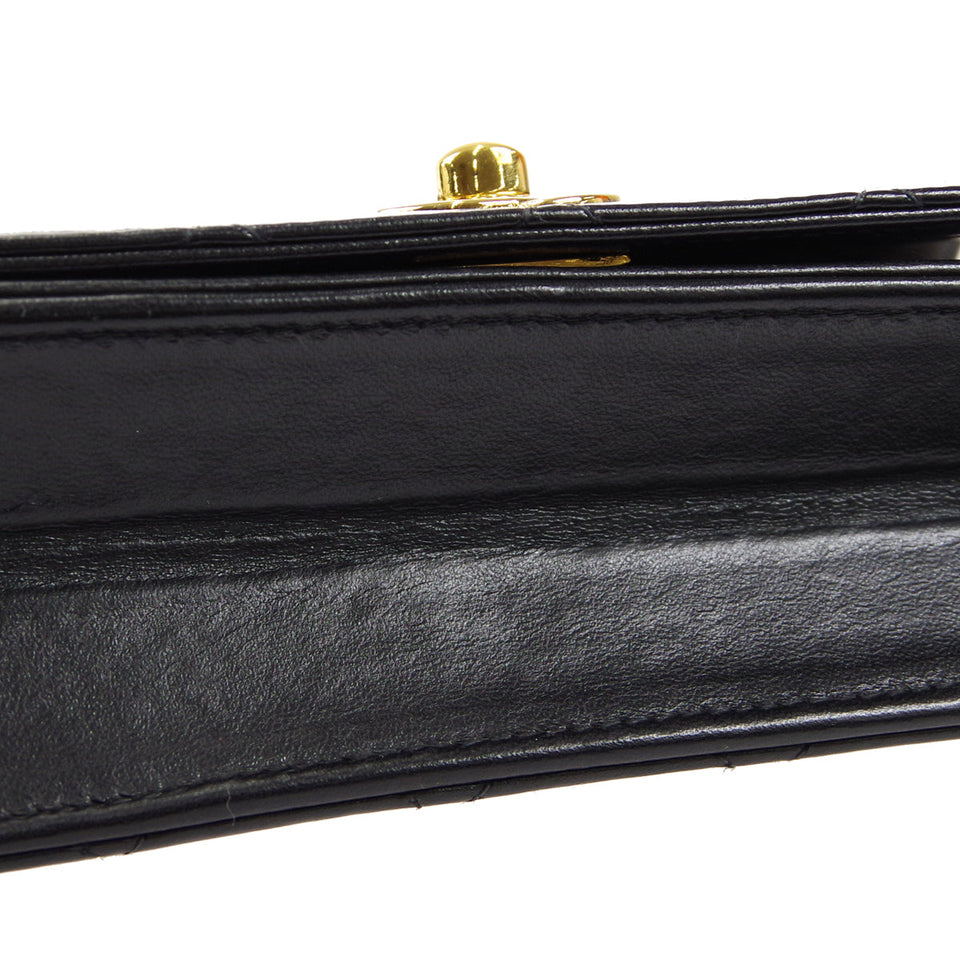 CHANEL Full Flap Chain Shoulder Bag Black Lambskin