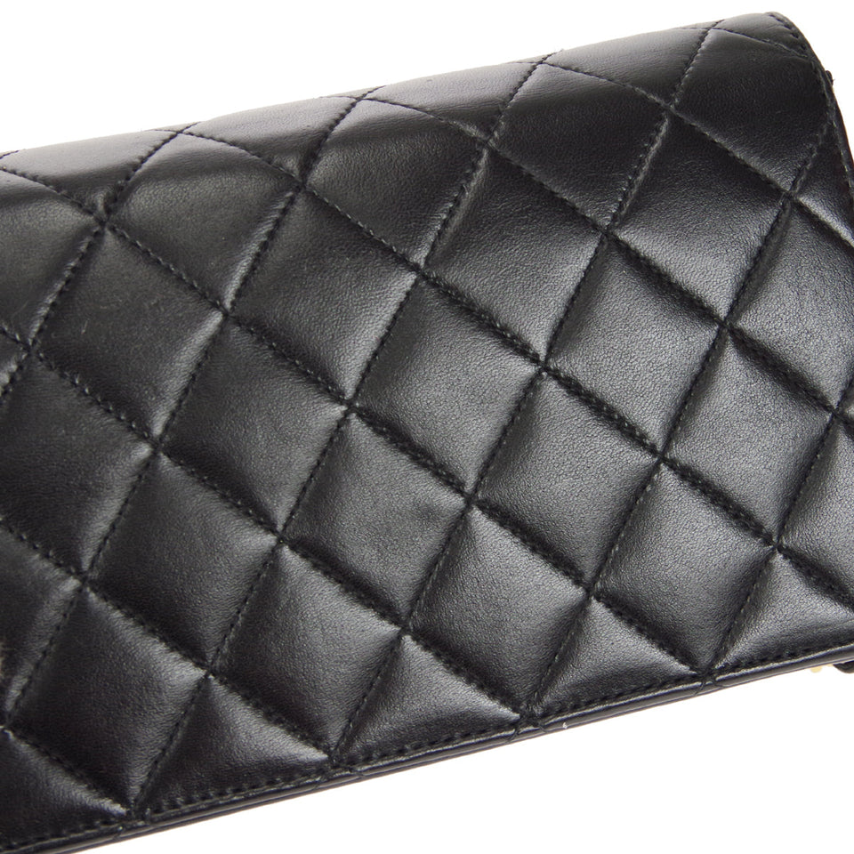 CHANEL Full Flap Chain Shoulder Bag Black Lambskin