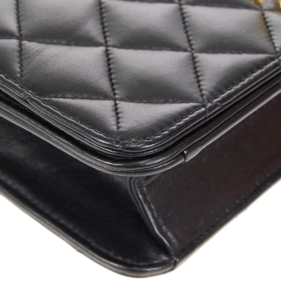 CHANEL Full Flap Chain Shoulder Bag Black Lambskin