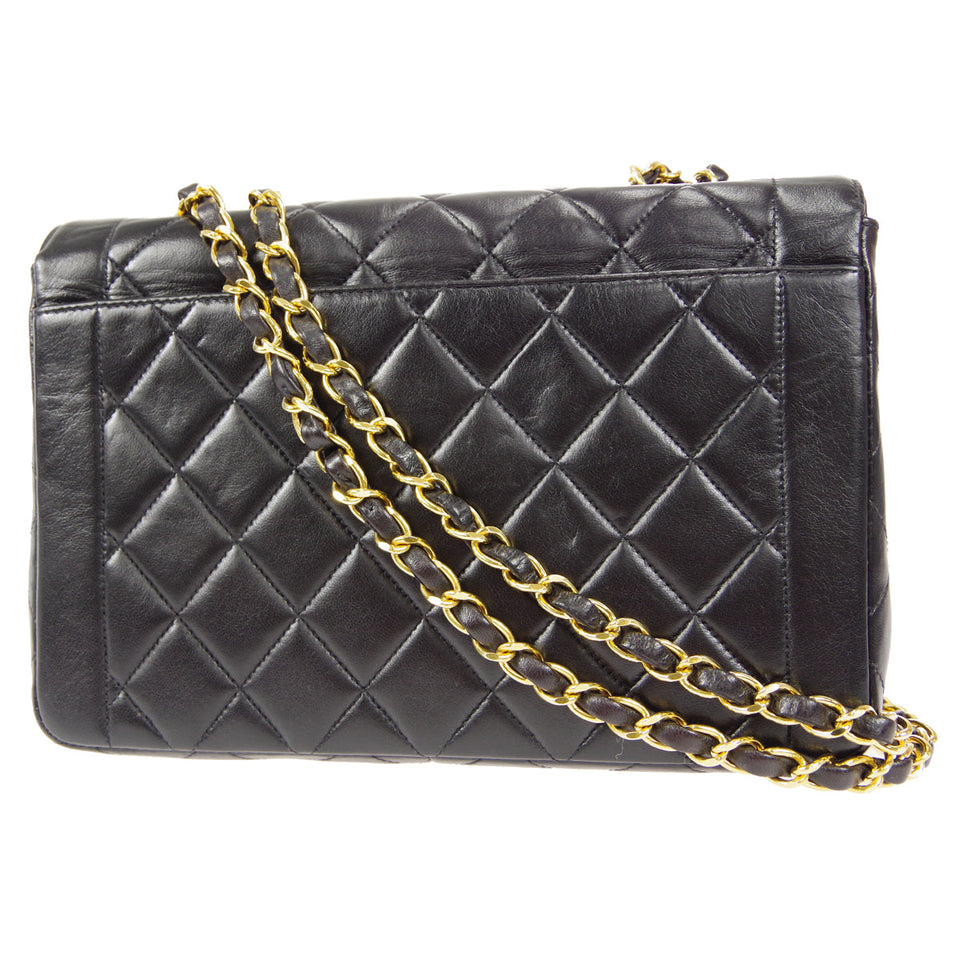 CHANEL 1994-1996 Border Flap Small Black Lambskin