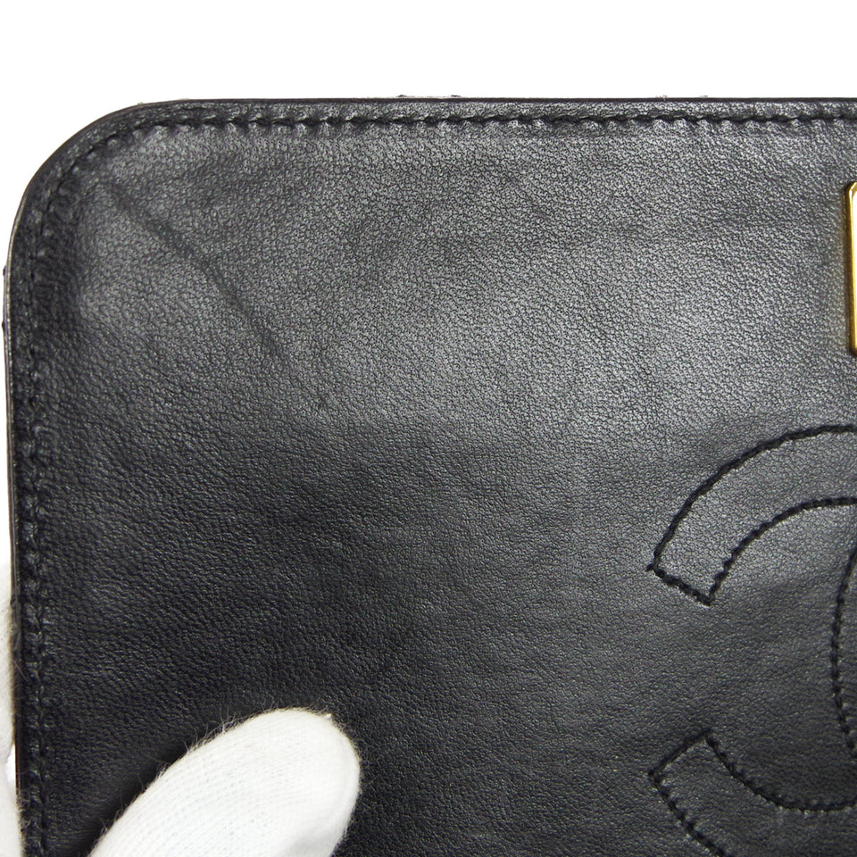 CHANEL 1997-1999 Pushlock Full Flap Small Black Lambskin