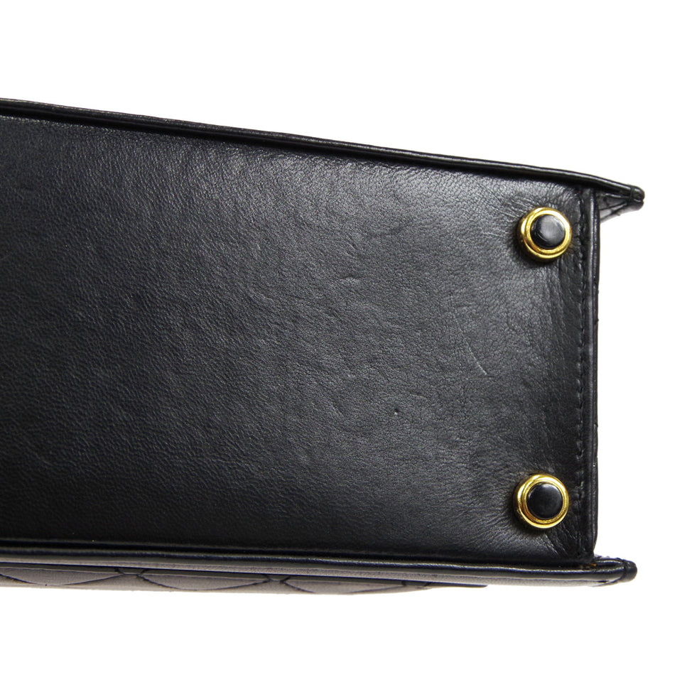 CHANEL 1989-1991 Trapezoid Flap Small & Pouch Set Black Lambskin