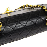 CHANEL 1989-1991 Trapezoid Flap Small & Pouch Set Black Lambskin