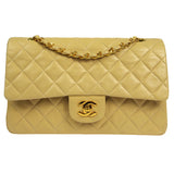 CHANEL 2000-2001 Classic Double Flap Medium Beige Lambskin