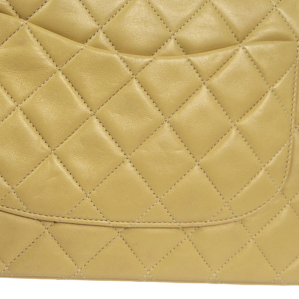 CHANEL 2000-2001 Classic Double Flap Medium Beige Lambskin