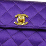 CHANEL 1989-1991 Straight Flap Micro Purple Satin