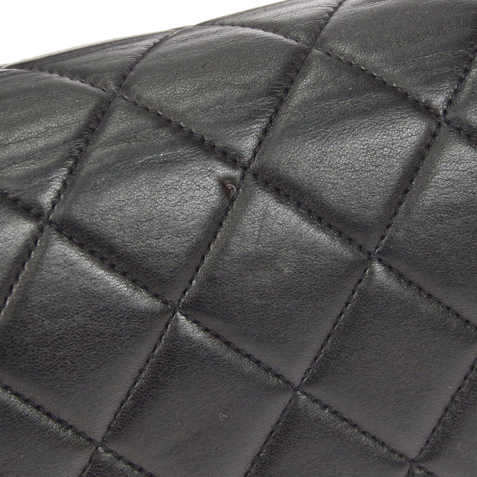 CHANEL Classic Both Side Flap Medium Handbag Black Lambskin