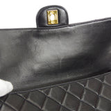 CHANEL Classic Both Side Flap Medium Handbag Black Lambskin