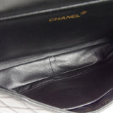 CHANEL Classic Both Side Flap Medium Handbag Black Lambskin