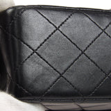 CHANEL 2000-2001 Classic Double Flap Medium SHW Black Lambskin