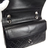 CHANEL 2000-2001 Classic Double Flap Medium SHW Black Lambskin