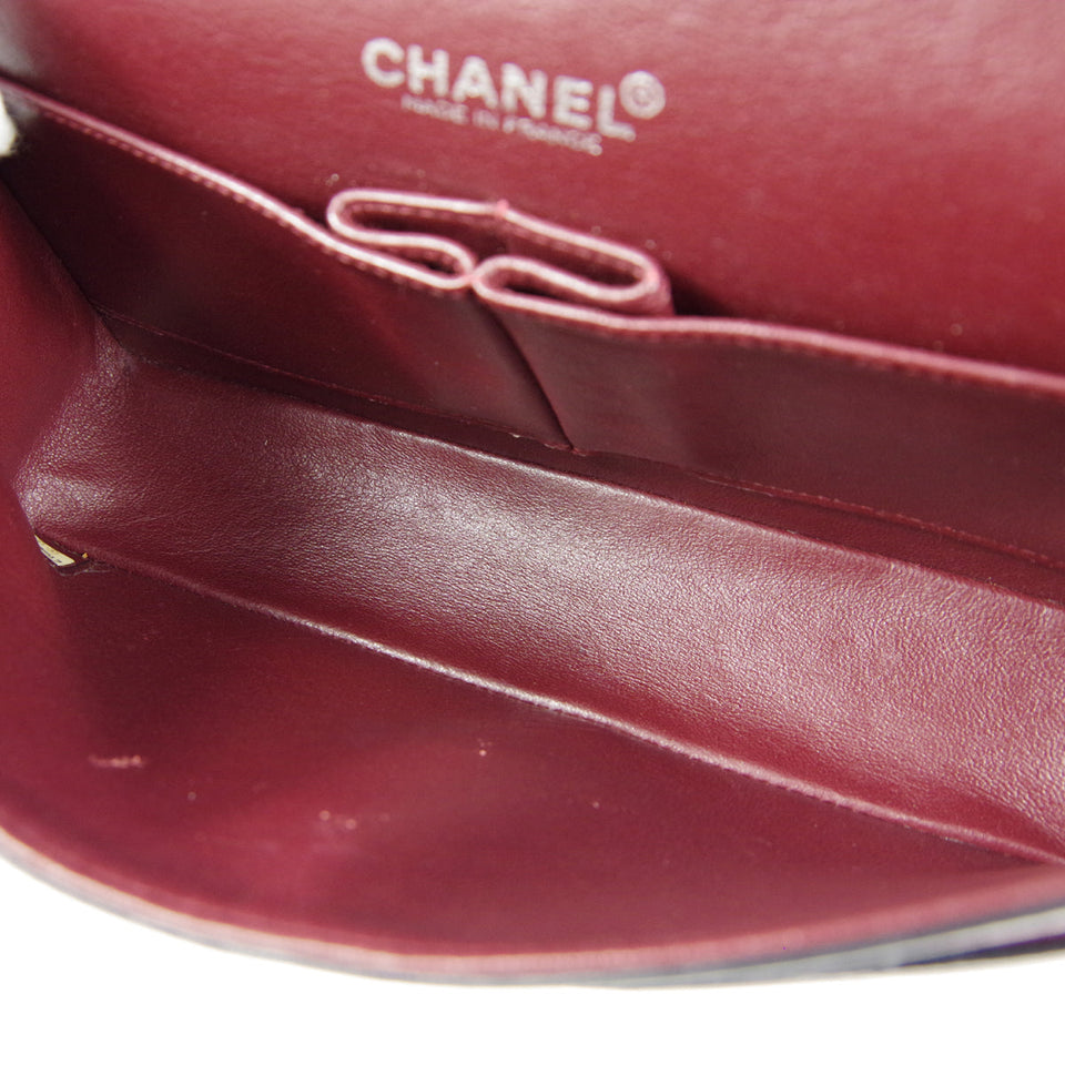 CHANEL 2000-2001 Classic Double Flap Medium SHW Black Lambskin